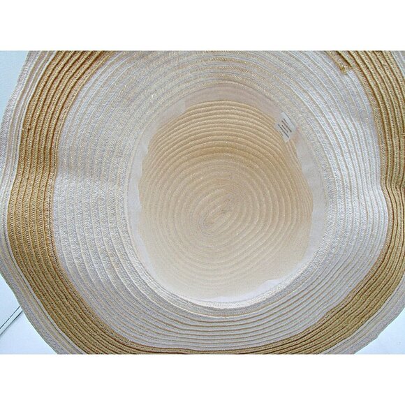 Womens Floppy Wide Brim Beach Straw Hat White Tan Gardening Sun Protection SPF - Picture 5 of 8